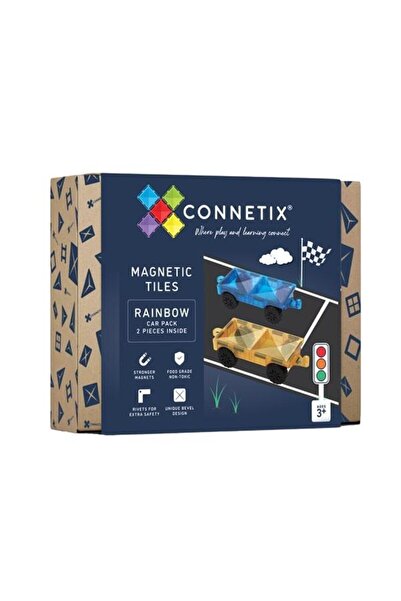 Connetix Set 2 accesorii pentru masinute, Connetix, Plastic, 3+ ani, Albastru/Galben