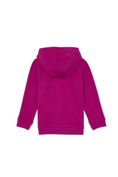 U.S. Polo Assn. Girl's Fuchsia Sequin Embroidered Hooded Basic Sweatshirt 50314936-Vr023
