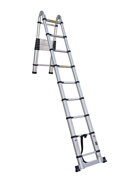 ASVERA Elmas Serisi - 7+7 Basamaklı Çift Yönlü Teleskopik Alüminyum Merdiven 4.4 m EN131