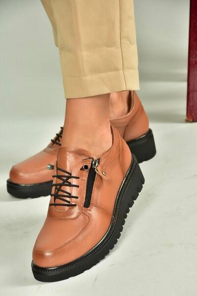 Fox Shoes Tan Genuine Leather Casual Women's Shoes
