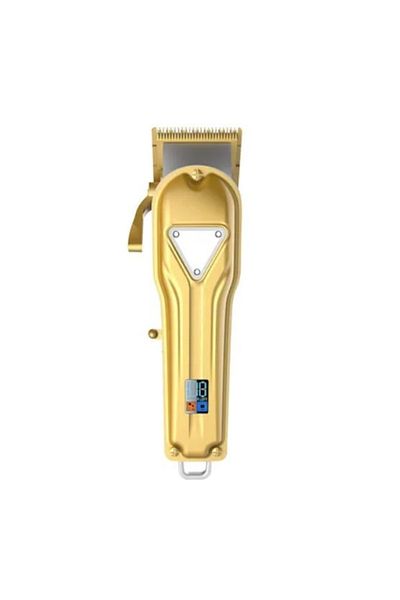 FOXMAG24 Professional hair clipper, metal housing, LED display, 4 spacers, gold