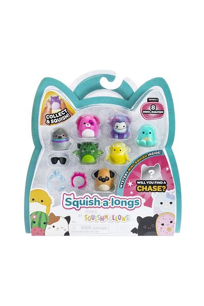 Jazwares Mini-Squish Figures, 8 Pieces, 2.5 cm, with Accessories