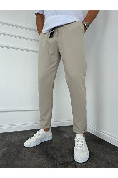 KağanKY Μπεζ διπλό πόδι Slimfit Jogger