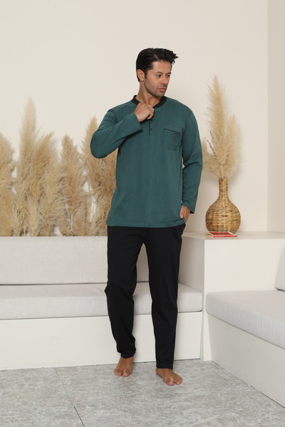 FORMO Men's 100% Organic Natural Cotton High Quality Button down Long Sleeve Pajama Set