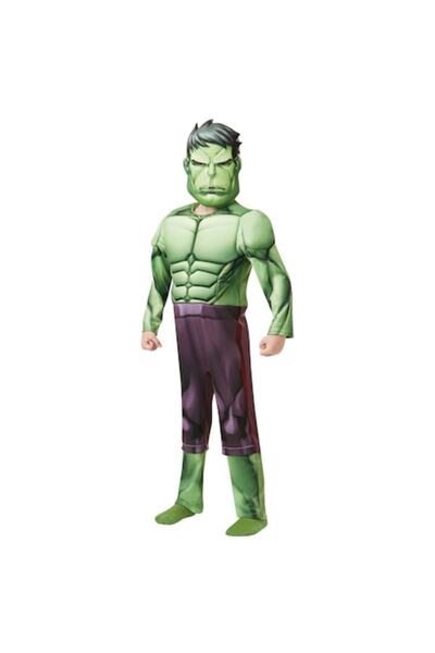 Marvel Costum Deluxe Hulk cu muschi pentru copii, Avengers War, 104 cm, 3-4 ani