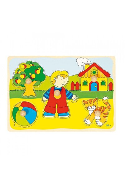 Goki Ξύλινο παζλ Αγόρι και μικρή γάτα