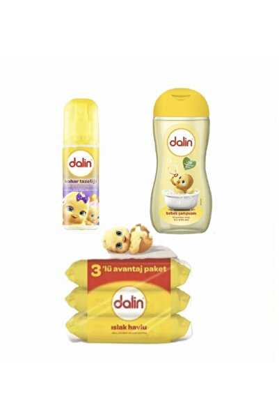 Dalin 3'lü Seti Kolonya-Şampuan-3'lü Islak Havlu