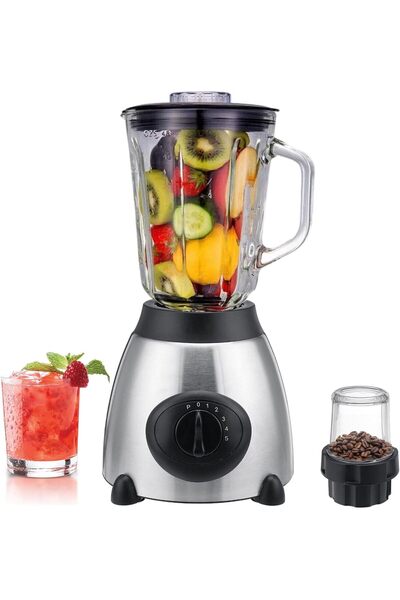 Türkiye 2 In 1 Countertop Blender, 850W Electric Blender with Grinder, BPA-Free Glass Chopper, for Smo