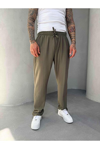 KağanKY Χακί ριγέ αθλητική φόρμα