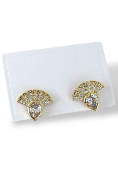 TAKIŞTIR Gold Color Stone Detailed Earrings (Pair)