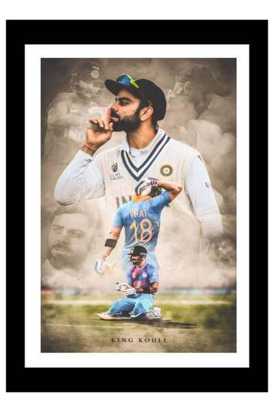 Emoda home Trove ملصق فيرات كوهلي مؤطر لغرفة المعيشة والمكتب والمقهى (20 × 30...