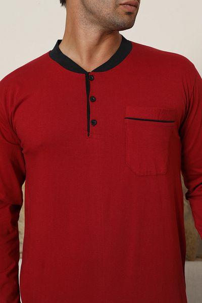 FORMO Men's 100% Organic Natural Cotton High Quality Button down Long Sleeve Pajama Set
