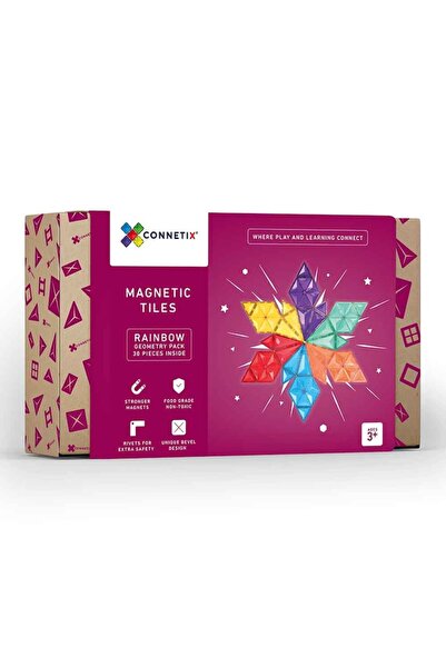 Connetix Magnetic Construction Set, 30 Geometric Shapes, Magnetic Tiles