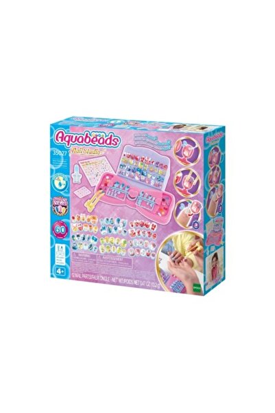 Aqua Beads Set manichiura copii Aquabeads Nail Studio, design si decorare unghii, multicolor, 60 modele