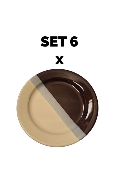 Cesiro Set 6 piese Farfurie intinsa, 23 cm, Crem/Maro