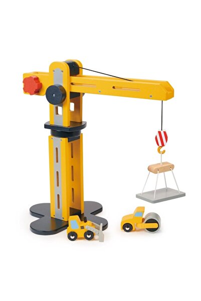 Mentari Wooden Crane with 2 Vehicles, Mentari, Multicolor
