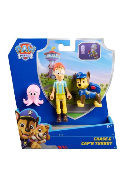 PAW PATROL , Set of 3 Figures, Chase and Captain Turbot