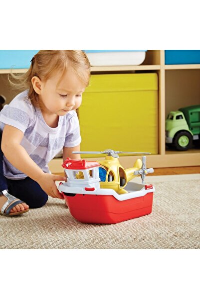 BigJigs Rescue Boat with Helicopter,