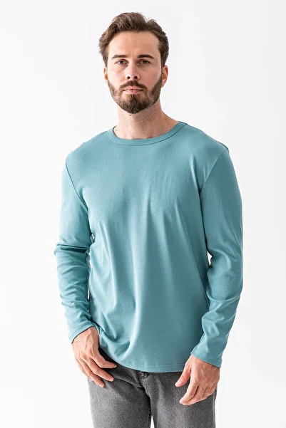 JB John Borners Ανδρικό Crew Neck 100% Cotton Basic Φούτερ γαλάζιο - 25K 5074-1