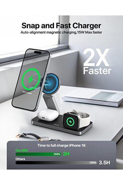 Generic CENXI 3 in 1 Wireless Charging Station, Magnetic Wireless Charger Station for iPhone 16 15 14 13 12