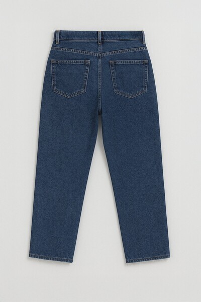 Bluewhite Women's High Waist 100% Cotton Mom Fit Jean Pants