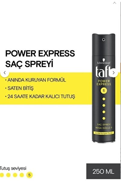 Taft Saç Spreyi 250 Ml Power Express Yeni