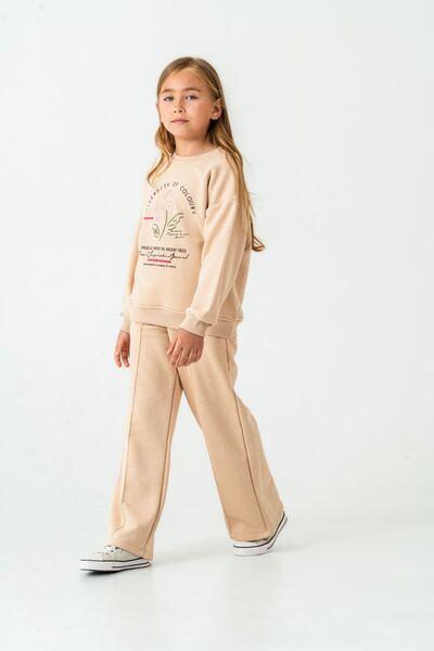 HAUSEkids 5-9 Years Diversıty Colors Girl's Suit-Latte