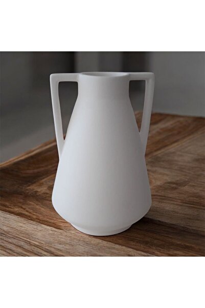 BAYRAMPASAHOBİM Ham Seramik Çİft Kulplu Küp Vazo 21x15 cm