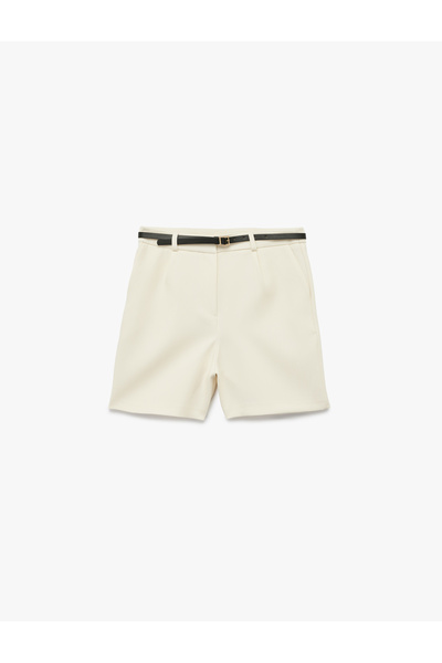 Koton High Waist Belt Detailed Mini Shorts with Pockets