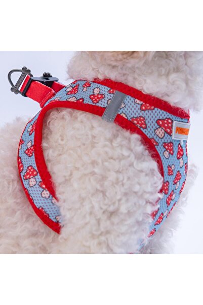 Pawstar Mushroom Air-mesh Göğüs Tasması Kedi Köpek Göğüs Tasması Mantar Desenli Köpek Tasması