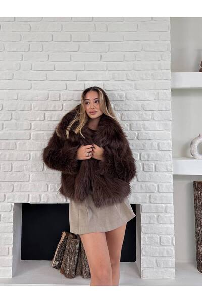 VESS MODA Women's Premium Quality Shawl Collar Faux Fur Coat