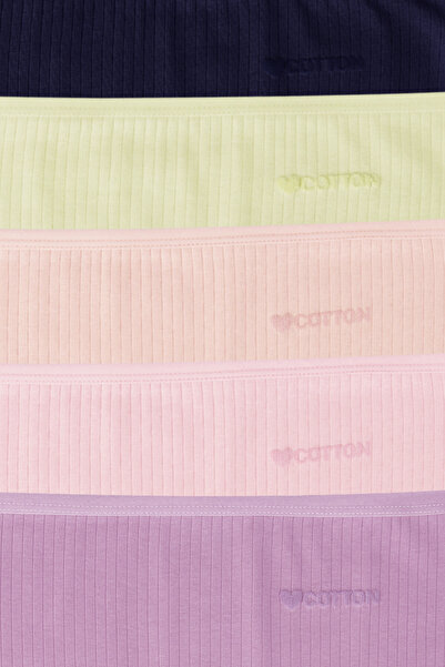 Dominant Kadın Fitilli Ribana Yüksel Bel Külot 5'li Paket