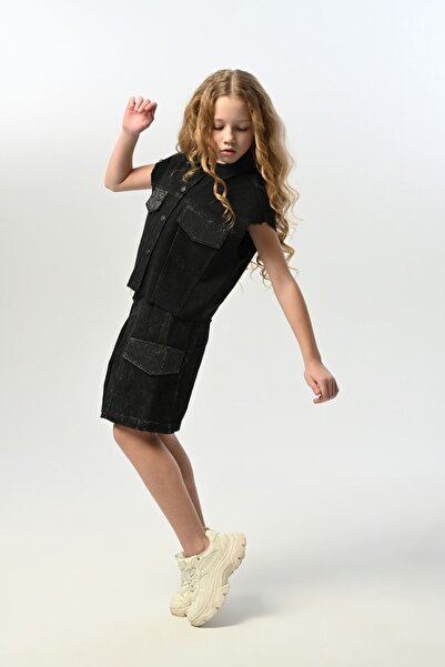 HAUSEkids Costum pentru fete Paris Premium de 9-15 ani-Negru