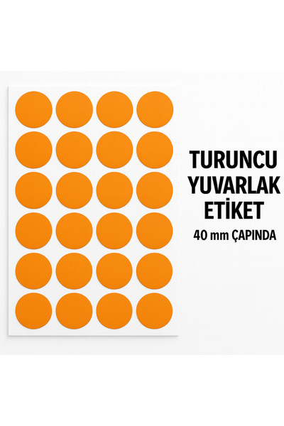 Kalite Barkod Yuvarlak Etiket 40 mm Turuncu Renk 300 Adet Etiket - Kalite Barkod
