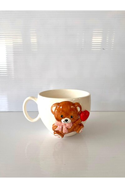 AYLEFE HOBBY Teddy Bear Patterned Handmade Ceramic Large Mug 300ml
