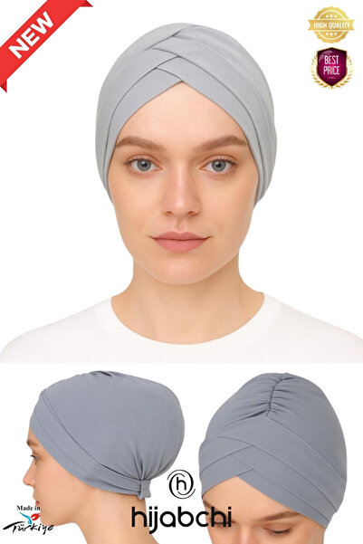 hijabchi Çapraz Üç Bantlı Dış Bone Hazır Bone - Üç Çapraz Dış Bone - Açık Gri