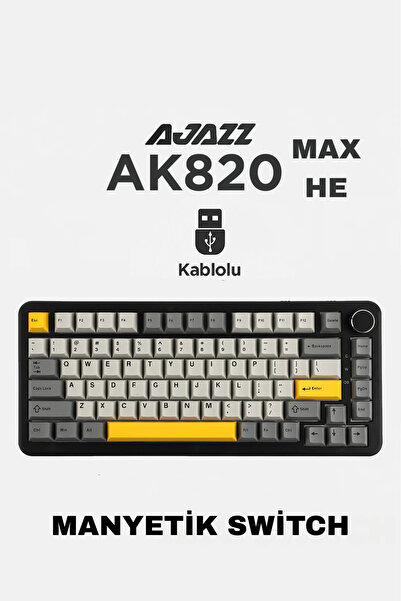 Ajazz AK820 MAX HE Kablolu Mekanik Oyun Klavyesi, Rapid Trigger, RGB Aydınlat...