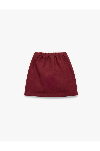 Koton Pocket Detailed A-Line Tweed Skirt with Elastic Waist