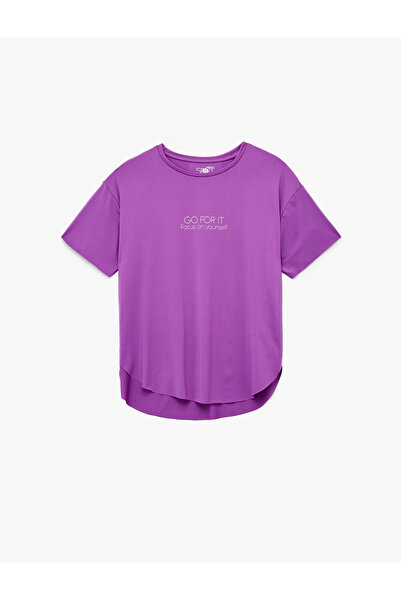 Koton Tricou sport cu mânecă scurtă, cu decolteu, cu imprimeu, cu croiala con...