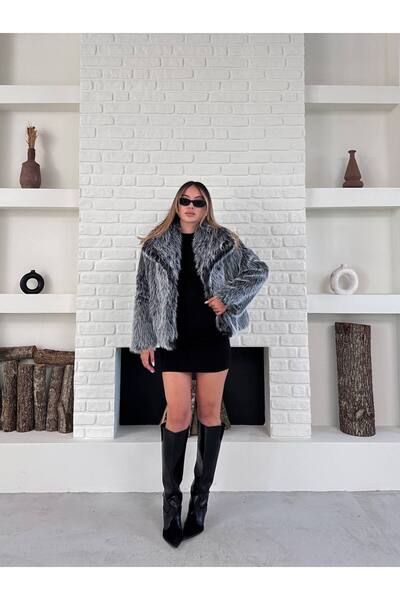 VESS MODA Paltoane de damă de calitate premium cu guler șal din blană artificială