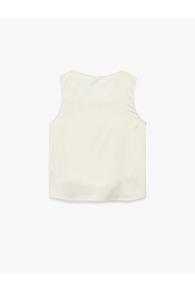 Koton Wrap U Neck Satin Sleeveless Blouse