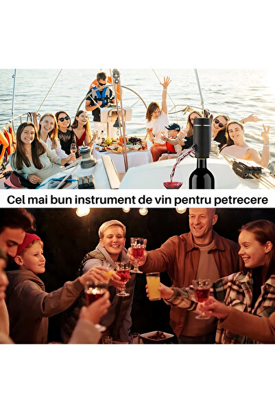 SpectrumPoint Decanter with electric wine aerator, suitable for all types of bottles, portable, silver