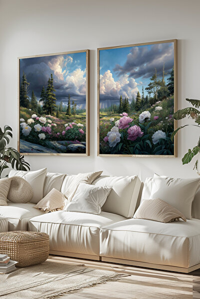 STARYUNA Set de pictură vintage dublă cu efect de pictură în ulei, cu cadru d...