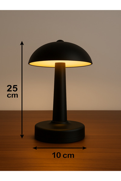 CAILON Siyah Mantar Masa Lambası 3 Renk Işık (Kırmızı, Beyaz, Gün Işığı) USB ...