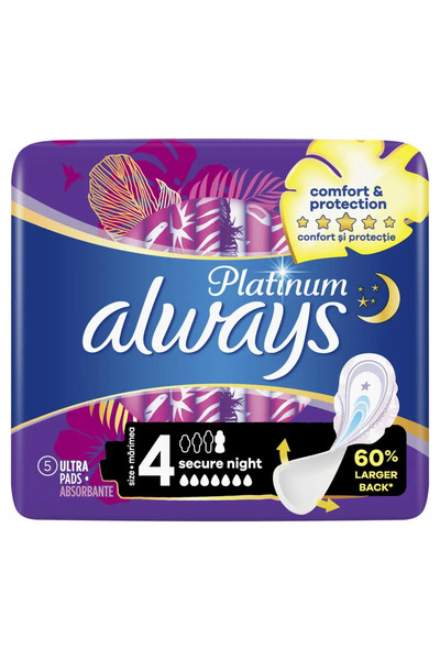 Always Platinum Secure Night sanitary napkins, 5 pieces