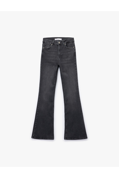 Koton Slim Fit Button Cotton Spanish Leg Jean Pants - Flare Jeans