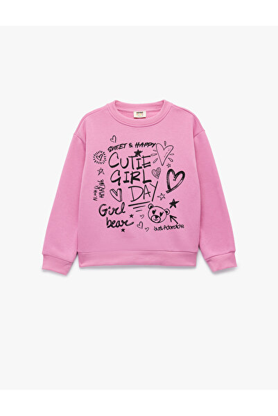 Koton Дълъг ръкав велосипедна яка с шардон и печат