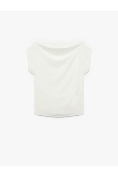 Koton Crepe Scuba Fabric Belt Detailed Sleeveless Boat Neck Blouse