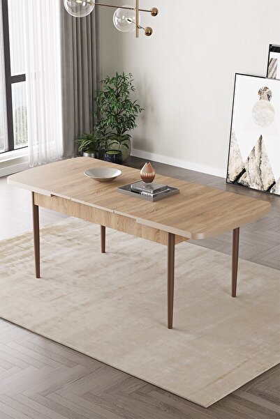 SHOOVVEL Lamina Meşe Desen MDF 80X132 Ahşap Ayaklı Açılır Üst Kalite Mutfak Masası,Yemek Masası,Salon Masası