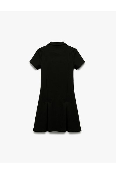 Koton Slim Fit Polo Neck Half Zipper Short Sleeve Viscose Blended Mini Dress
